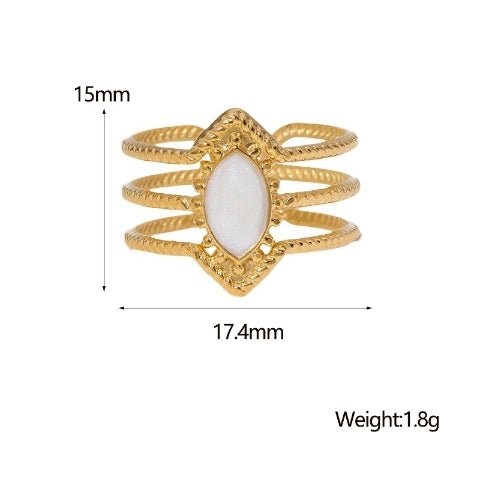 Open Ring RVS met Druppel Emaille en Gedraaide Banden (15 mm) - Aramat Jewels - Ringen - cadeautip