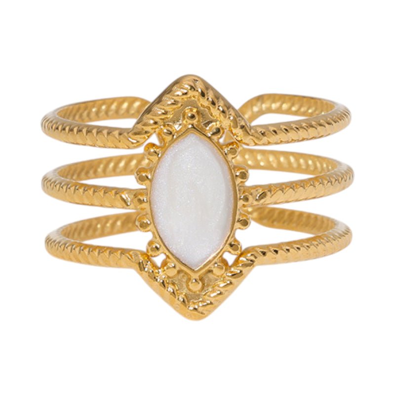 Open Ring RVS met Druppel Emaille en Gedraaide Banden (15 mm) - Aramat Jewels - Ringen - cadeautip