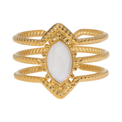 Open Ring RVS met Druppel Emaille en Gedraaide Banden (15 mm) - Aramat Jewels - Ringen - cadeautip