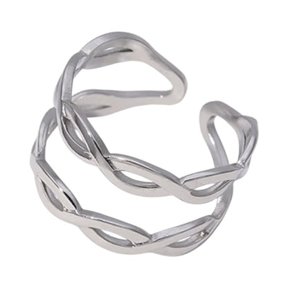 Open Ring RVS met Gevlochten Lijnen (12 mm) - Aramat Jewels - Ringen - cadeautip
