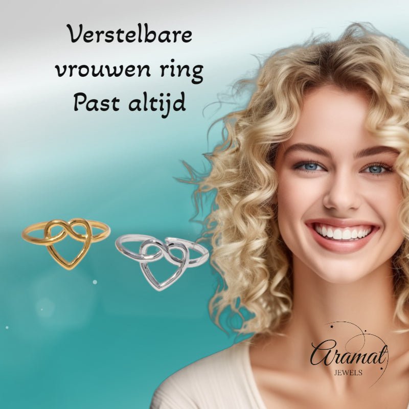 Open Ring RVS met Groot Hartje (14 mm) - Aramat Jewels - Ringen - cadeautip