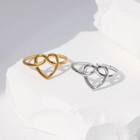 Open Ring RVS met Groot Hartje (14 mm) - Aramat Jewels - Ringen - cadeautip