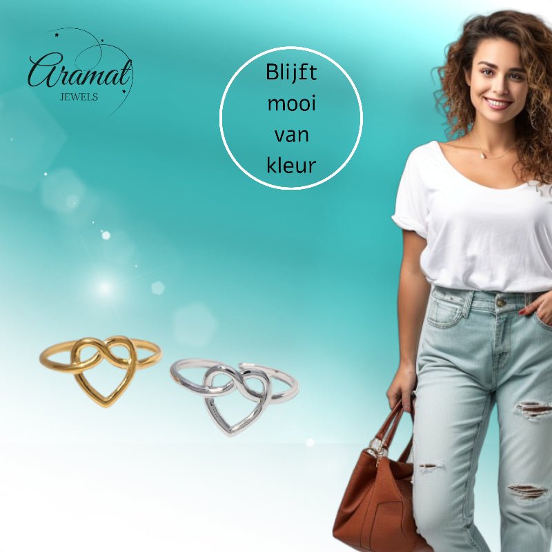 Open Ring RVS met Groot Hartje (14 mm) - Aramat Jewels - Ringen - cadeautip