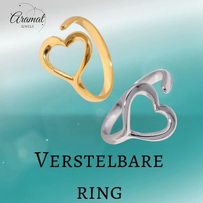 Open Ring RVS met Hartje (13 mm) - Aramat Jewels - Ringen - cadeautip