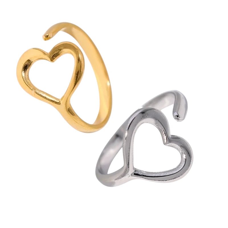 Open Ring RVS met Hartje (13 mm) - Aramat Jewels - Ringen - cadeautip