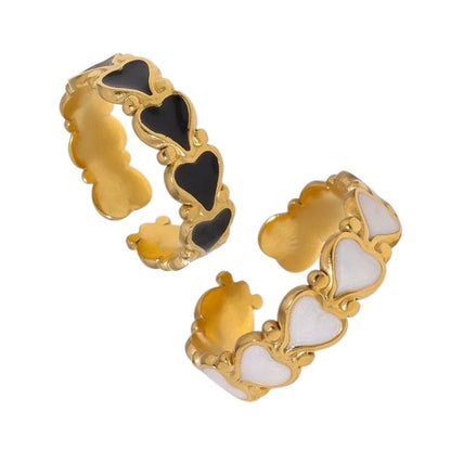 Open Ring RVS met Hartjes Motief en Emaille (6 mm) - Aramat Jewels - Ringen - cadeautip