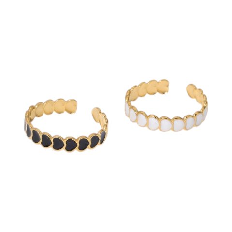 Open Ring RVS met Hartjes Schakel en Emaille (4,5 mm) - Aramat Jewels - Ringen - cadeautip