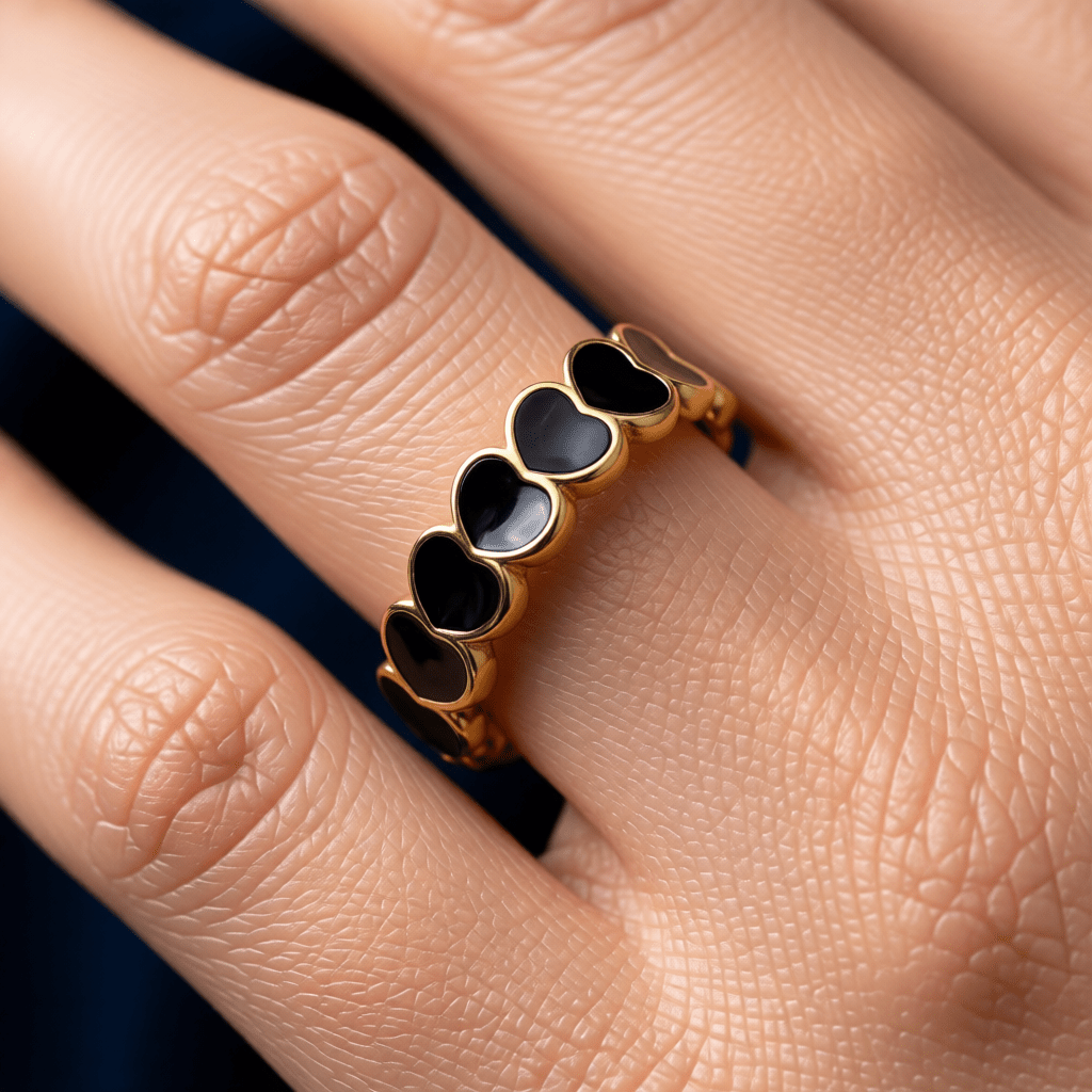 Open Ring RVS met Hartjes Schakel en Emaille (4,5 mm) - Aramat Jewels - Ringen - cadeautip