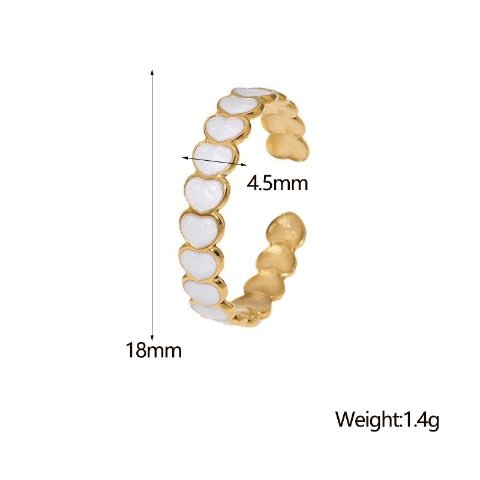 Open Ring RVS met Hartjes Schakel en Emaille (4,5 mm) - Aramat Jewels - Ringen - cadeautip