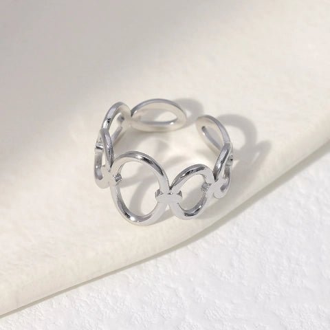 Open Ring RVS met Ovale Cirkelmotief (12 mm Breed) - Aramat Jewels - Ringen - cadeautip