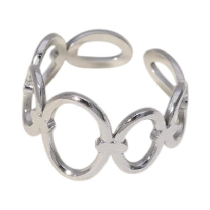 Open Ring RVS met Ovale Cirkelmotief (12 mm Breed) - Aramat Jewels - Ringen - cadeautip
