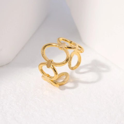 Open Ring RVS met Ovale Cirkelmotief (12 mm Breed) - Aramat Jewels - Ringen - cadeautip