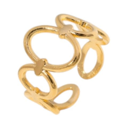 Open Ring RVS met Ovale Cirkelmotief (12 mm Breed) - Aramat Jewels - Ringen - cadeautip