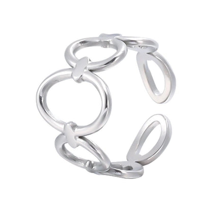 Open Ring RVS met Ovale Cirkelmotief (12 mm Breed) - Aramat Jewels - Ringen - cadeautip