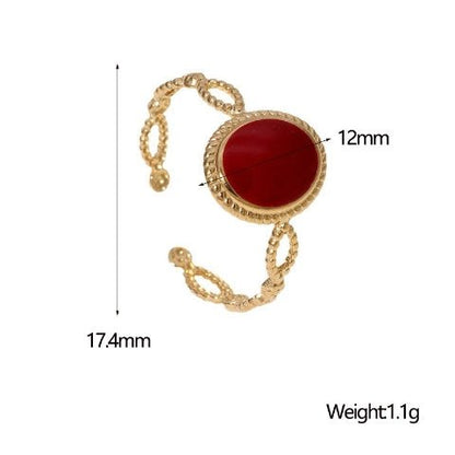 Open Ring RVS Ovaal Emaille met Dot Reliëf (Goudkleurig) - Aramat Jewels - Ringen - cadeautip