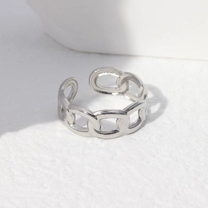 Open Ring Schakel Motief: Gladde en Fijne Schakelband (8 mm) - Aramat Jewels - Ringen - cadeautip