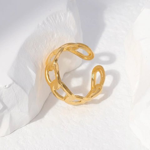 Open Ring Schakel Motief: Gladde en Fijne Schakelband (8 mm) - Aramat Jewels - Ringen - cadeautip