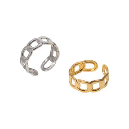 Open Ring Schakel Motief: Gladde en Fijne Schakelband (8 mm) - Aramat Jewels - Ringen - cadeautip