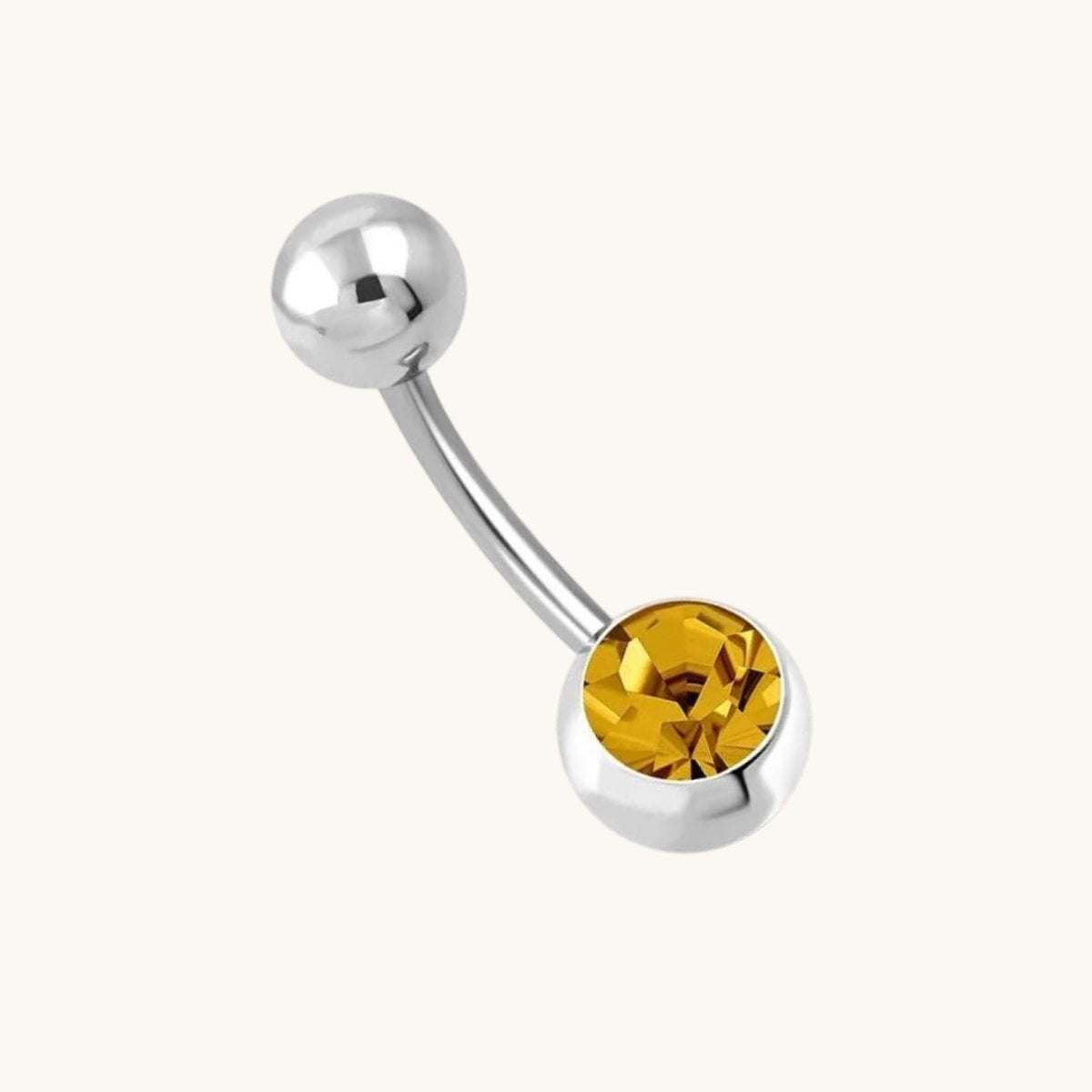 Oranje-bruine Stalen Navelpiercing met Zirkonia
