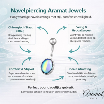 Ovaal Multikleur Stalen Navelpiercing