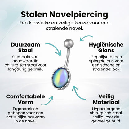 Ovaal Multikleur Stalen Navelpiercing