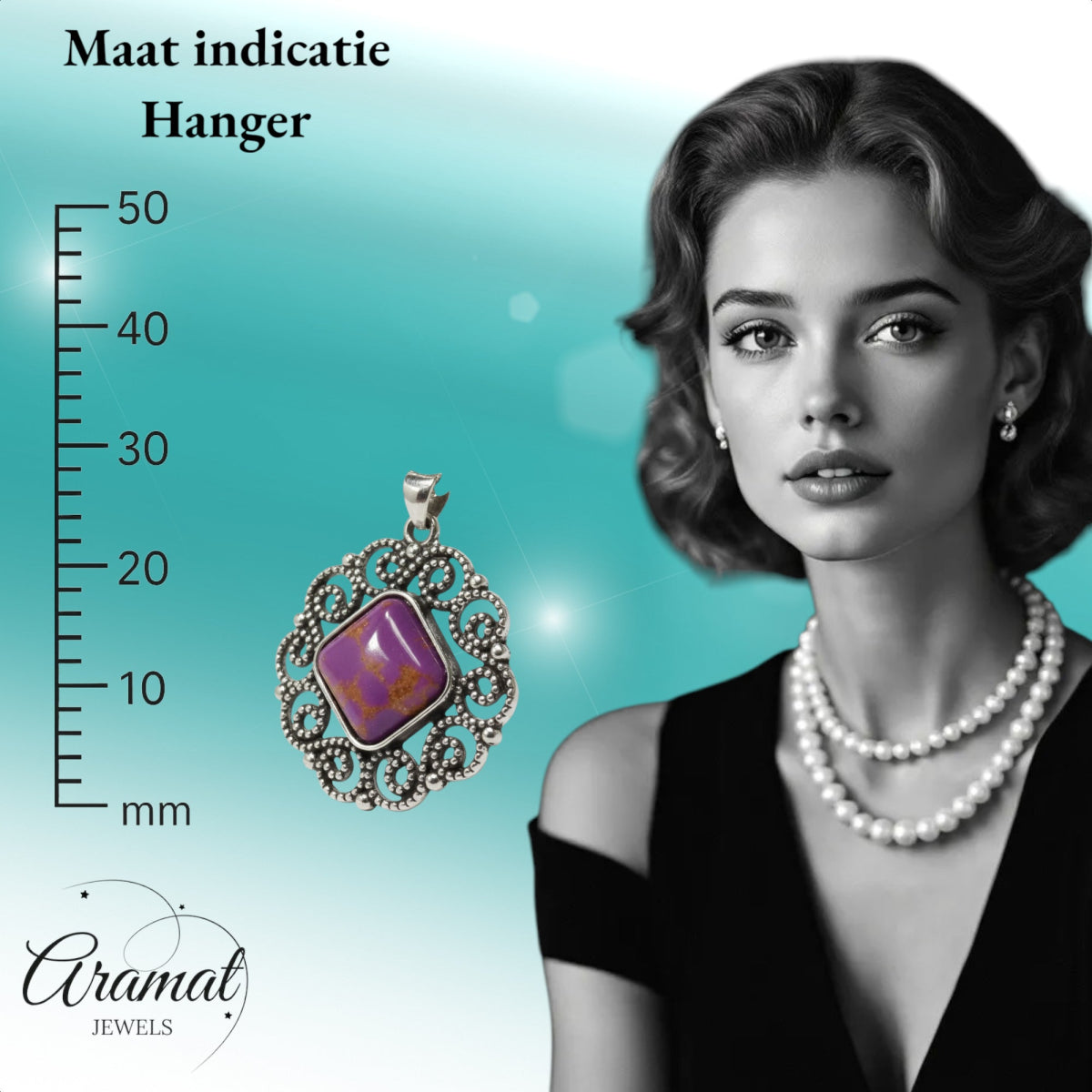 Paarse Gemarmerde Boho Halsketting - Aramat Jewels - Halskettingen - cadeautip