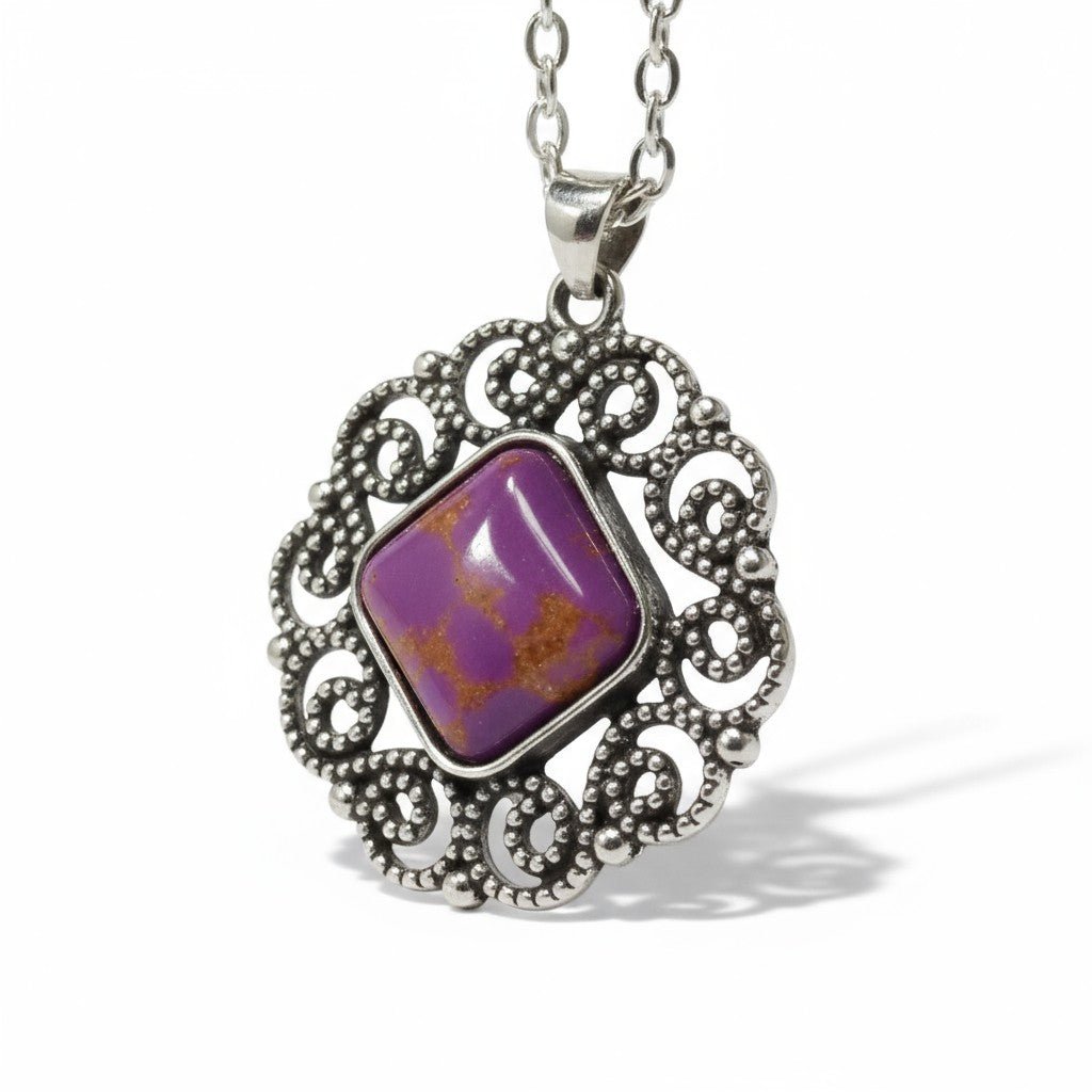 Paarse Gemarmerde Boho Halsketting - Aramat Jewels - Halskettingen - cadeautip