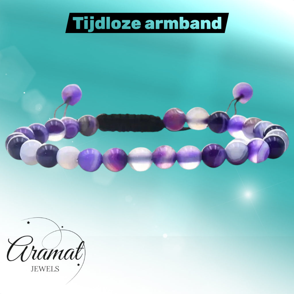 Paarse Gestreepte Agaat Armband