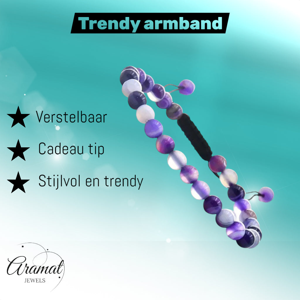 Paarse Gestreepte Agaat Armband