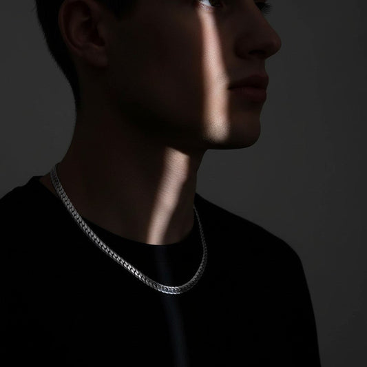 Platte Chunky Gourmet Ketting 8mm Zilverkleurig Staal - Aramat Jewels - Halskettingen - cadeautip