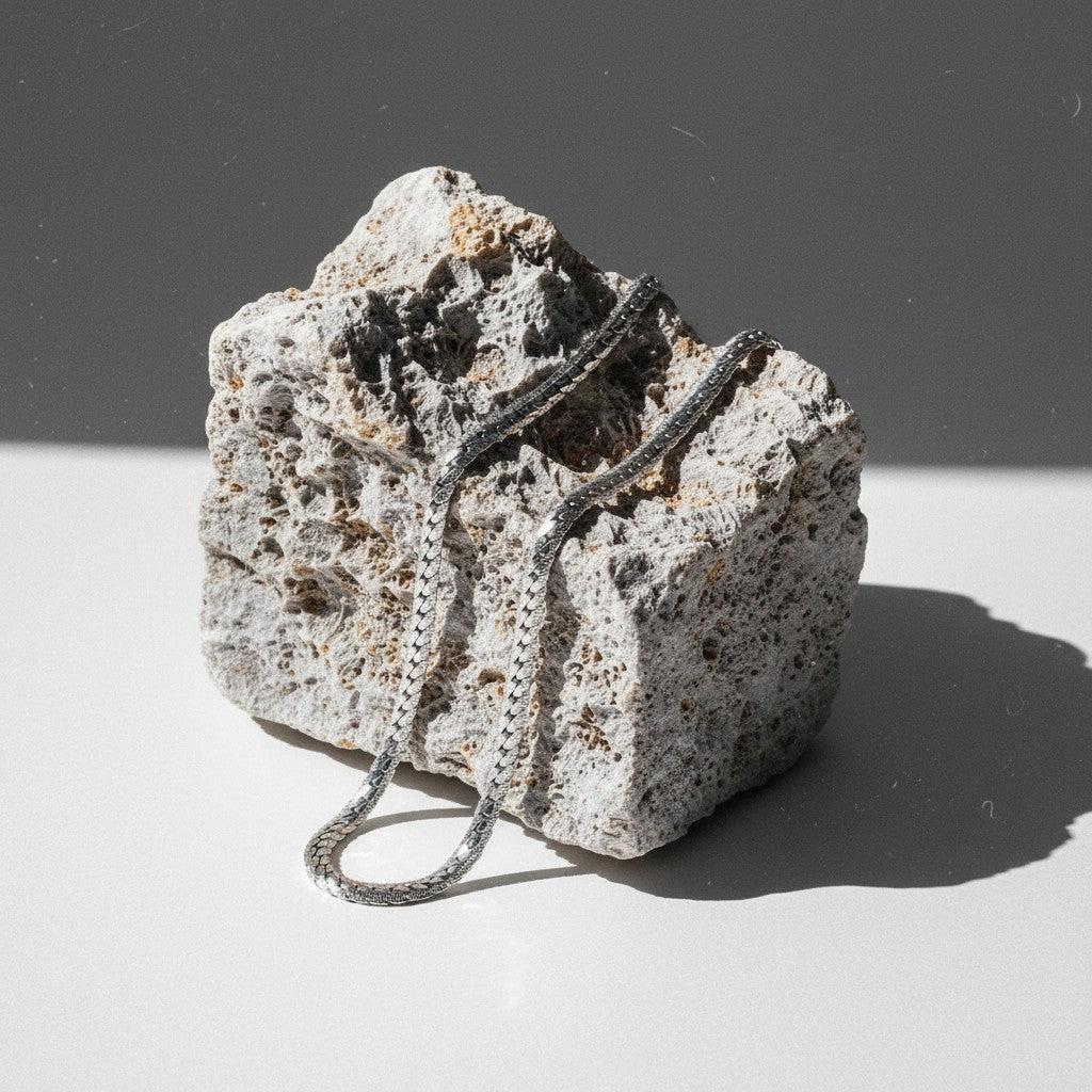 Platte Robuuste Gourmet Ketting 6mm Zilverkleurig Staal - Aramat Jewels - Halskettingen - cadeautip