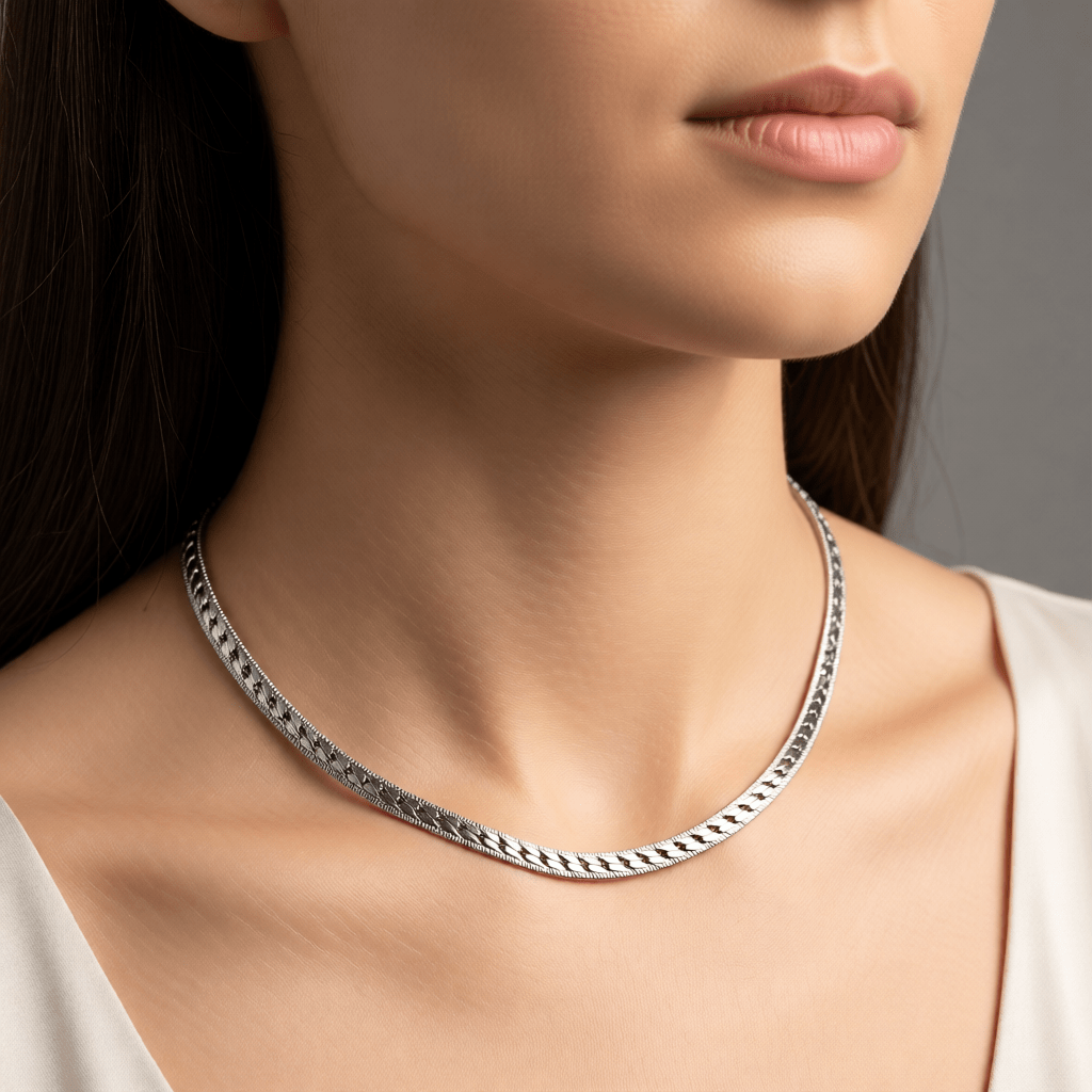 Platte Robuuste Gourmet Ketting 6mm Zilverkleurig Staal - Aramat Jewels - Halskettingen - cadeautip