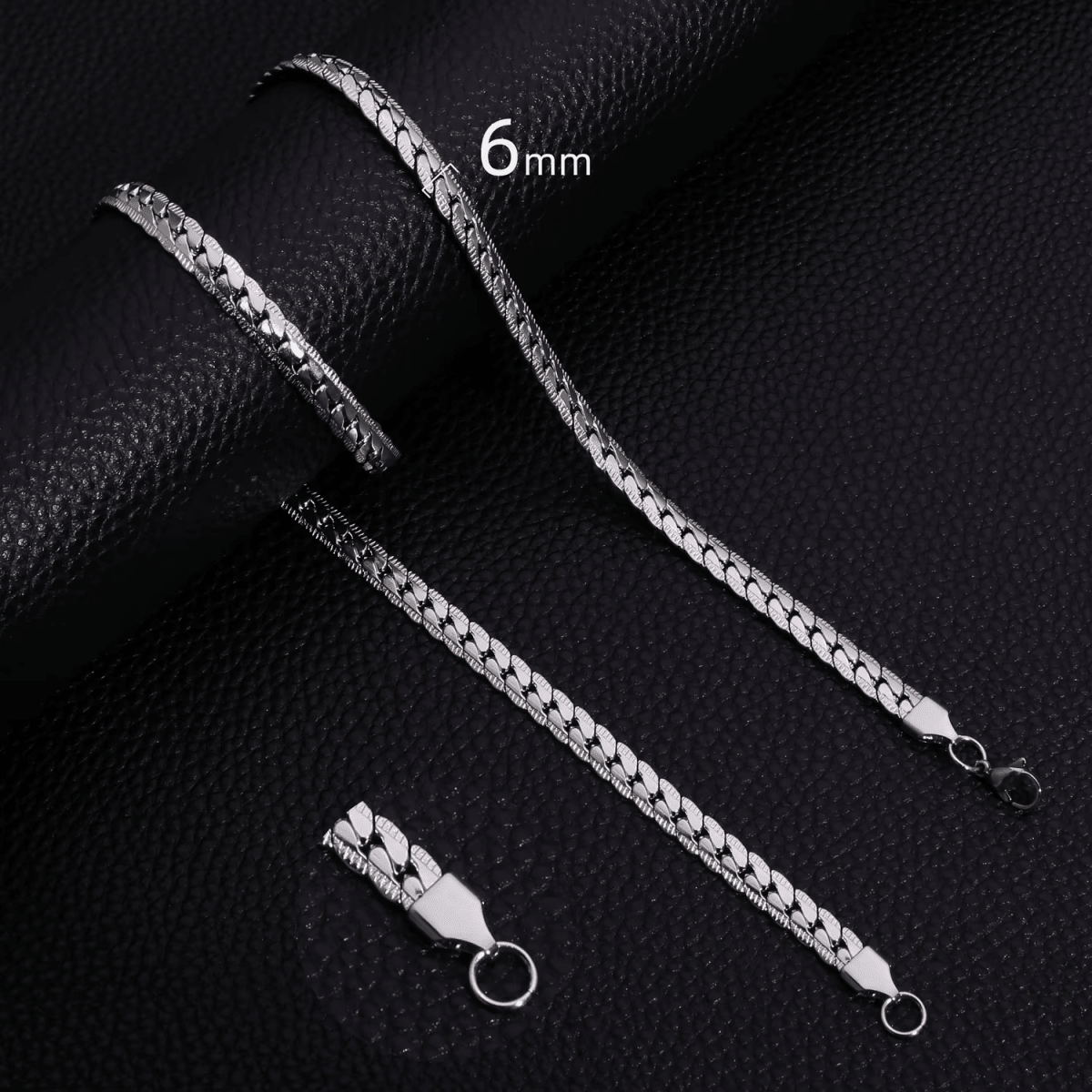 Platte Robuuste Gourmet Ketting 6mm Zilverkleurig Staal - Aramat Jewels - RVS Sieraden - Halskettingen - cadeautip