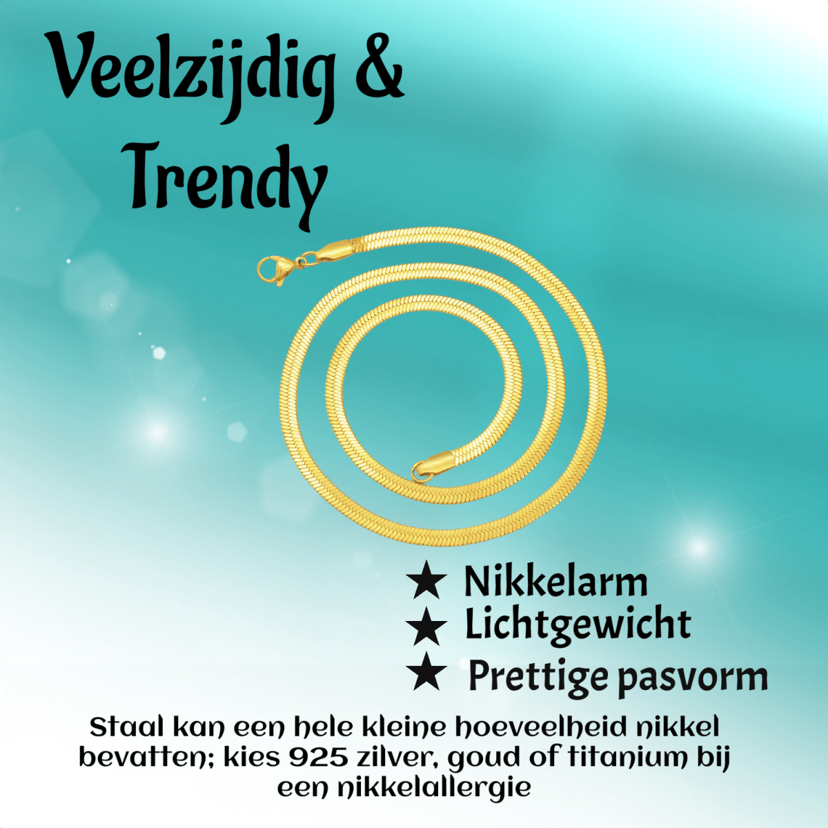 Platte Slangenketting Goudkleurig Staal - Aramat Jewels - RVS Sieraden - Halskettingen - cadeautip