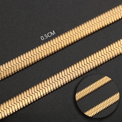 Platte Slangenketting Goudkleurig Staal - Aramat Jewels - RVS Sieraden - Halskettingen - cadeautip