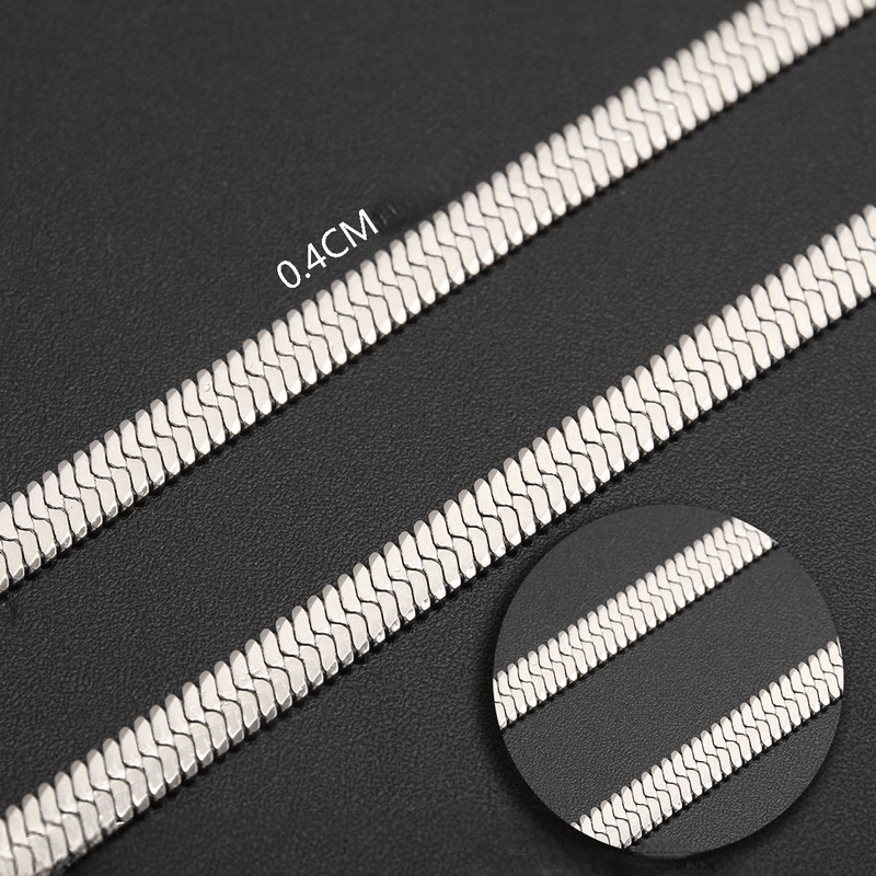 Platte Slangenketting Zilverkleurig Staal - Elegante Snake Chain - Aramat Jewels - RVS Sieraden - Halskettingen - cadeautip