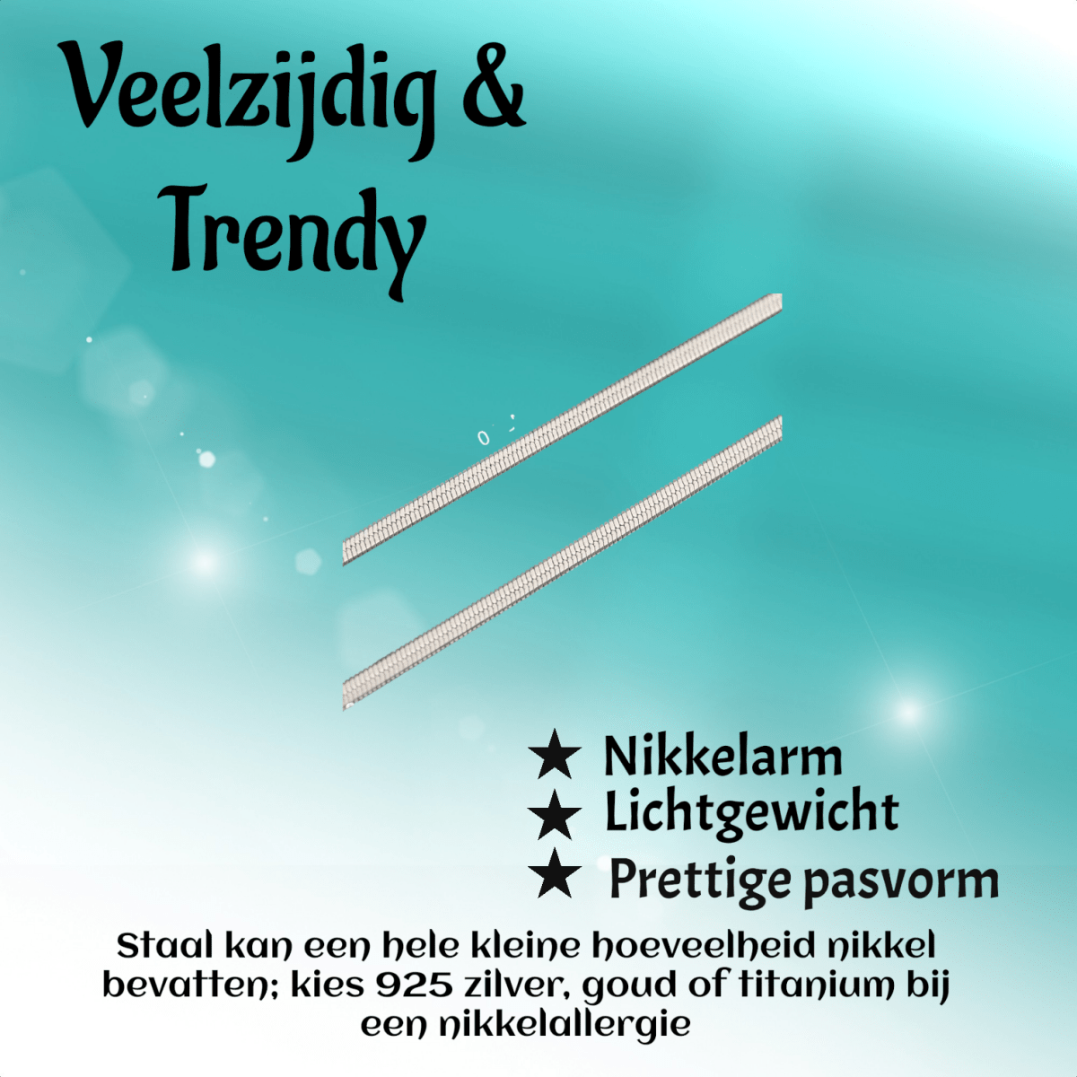 Platte Slangenketting Zilverkleurig Staal - Elegante Snake Chain - Aramat Jewels - RVS Sieraden - Halskettingen - cadeautip