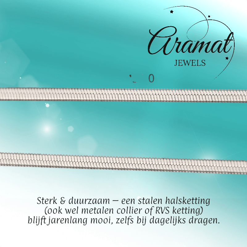 Platte Slangenketting Zilverkleurig Staal - Elegante Snake Chain - Aramat Jewels - RVS Sieraden - Halskettingen - cadeautip