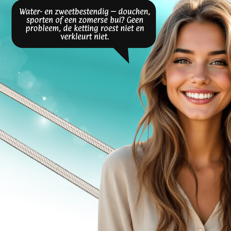 Platte Slangenketting Zilverkleurig Staal - Elegante Snake Chain - Aramat Jewels - RVS Sieraden - Halskettingen - cadeautip