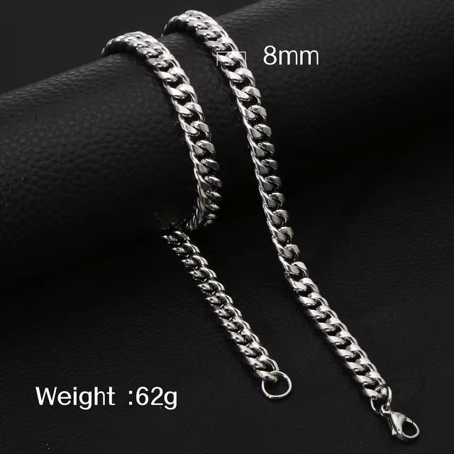 Collier gourmet moderne argenté en acier inoxydable