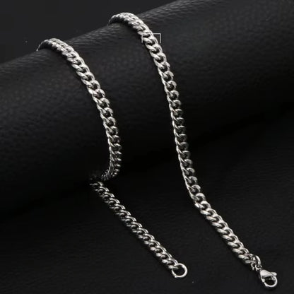 Collier gourmet moderne argenté en acier inoxydable