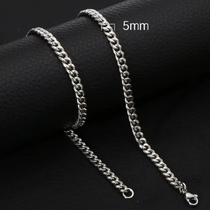 Collier gourmet moderne argenté en acier inoxydable