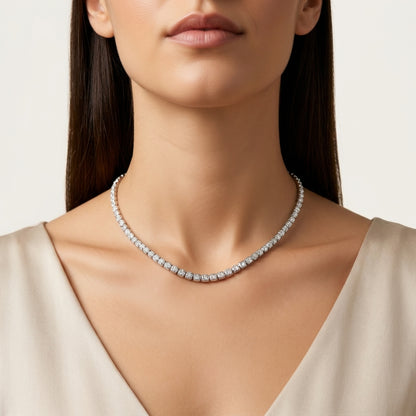 Zilverkleurige Stalen Zirkonia Ketting – Klassieke Dames Collier 4mm