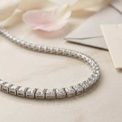 Zilverkleurige Stalen Zirkonia Ketting – Klassieke Dames Collier 4mm