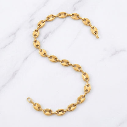 Goudkleurige Stalen Koffieboon Ketting – Unisex Schakelketting 5,2mm (60cm)