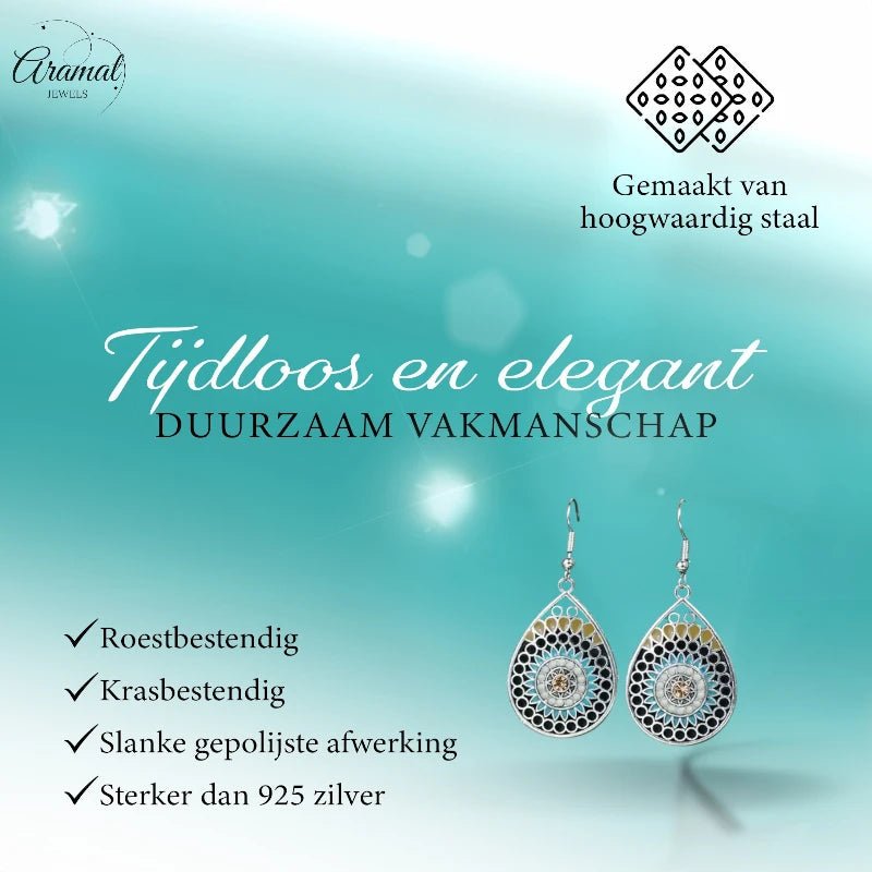 Prachtige 52x23mm Oorhangers met Druppelhanger en Emaille - oor6043 - Oorhangers kopen# - 50mm - alles - bali