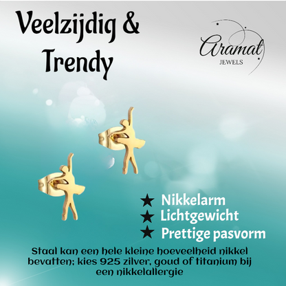 Boucles d'oreilles Dancer – Acier doré 11 x 6 mm