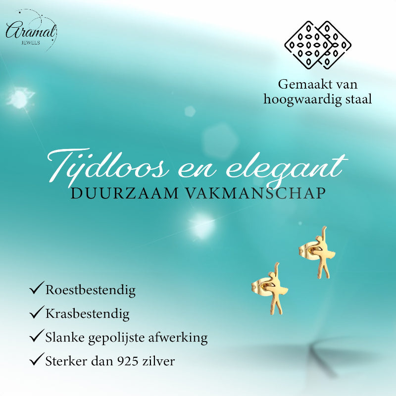 Boucles d'oreilles Dancer – Acier doré 11 x 6 mm