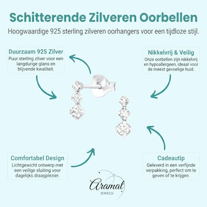 Prachtige Zilveren Kinder Oorbellen met Kristallen - Aramat Jewels - Oorbellen - cadeautip