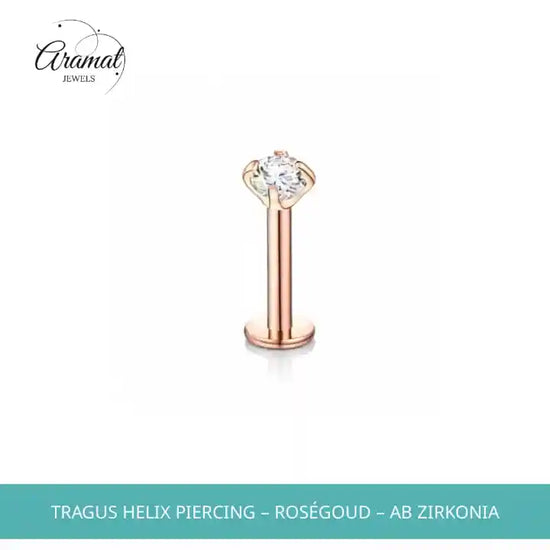 Tragus Helix Piercing &ndash; Ros&eacute;goud &ndash; AB Zirkonia by@Outfy